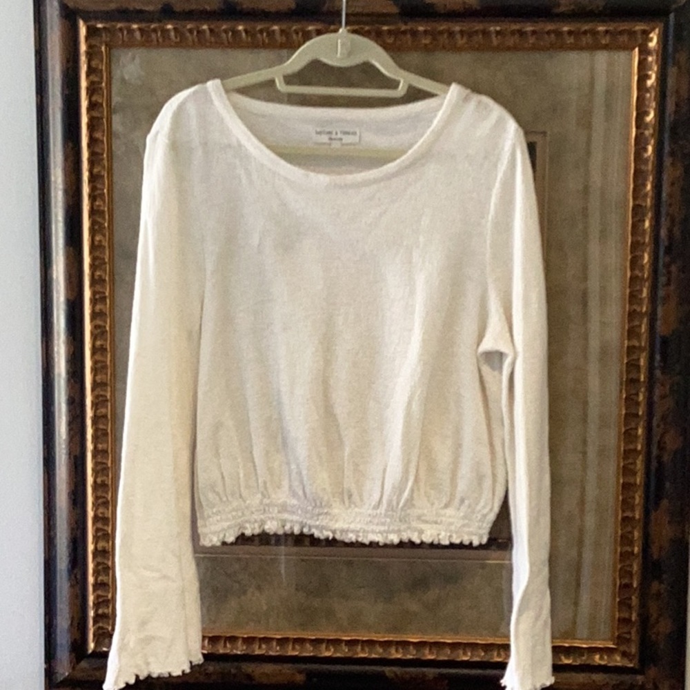 Madewell Texture & Thread Ivory Top w/ Belled Sleeves